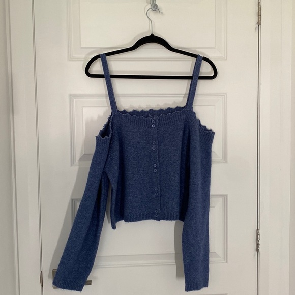 OAK + FORT - fuzzy wool blend sweater crop top size medium - Picture 2 of 7